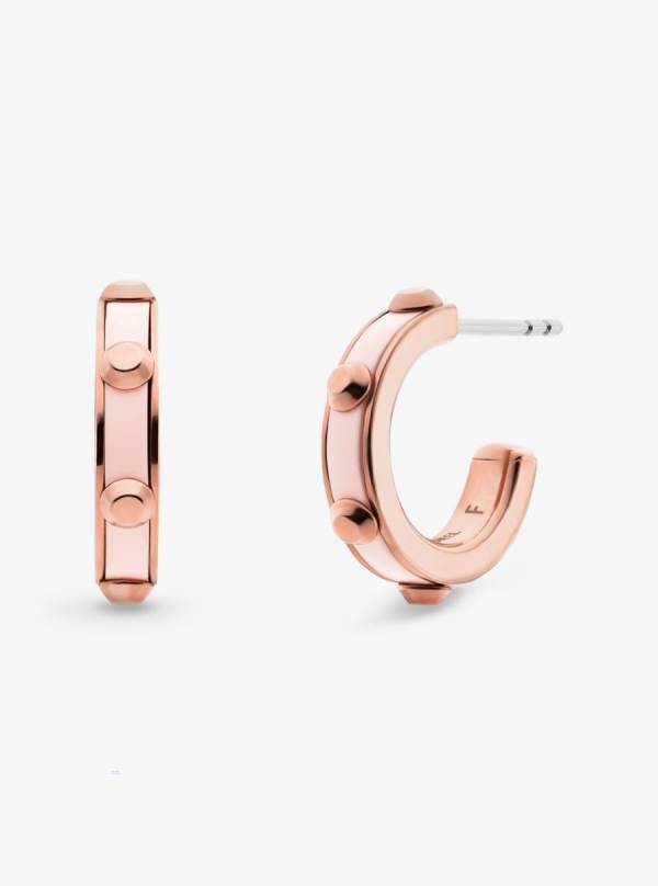Damske Nausnice Michael Kors Studded Rose Gold-Plated and Acetate Hoop Ruzove Zlate - Šperky Michael Kors Vypredaj | VTCGB-6918